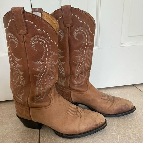 Tony Lama | Shoes | Tony Lama Brown Leather Boots With Cream  display picture 3